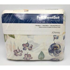 Vintage 90s JCPenney Full Sheet Set PRESSED FLOWERS Floral Bed 180 Thread Count